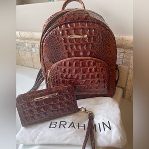 Brahmin Dartmouth Pecan Melbourne BackPack WITH MATCHING DEBRA WALLET